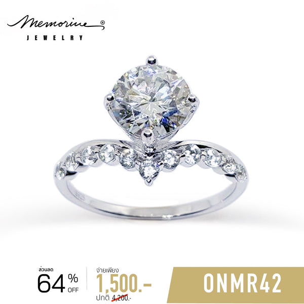 ONMR42 : แหวนเงินแท้ 925 ฝังเพชรโมอีส