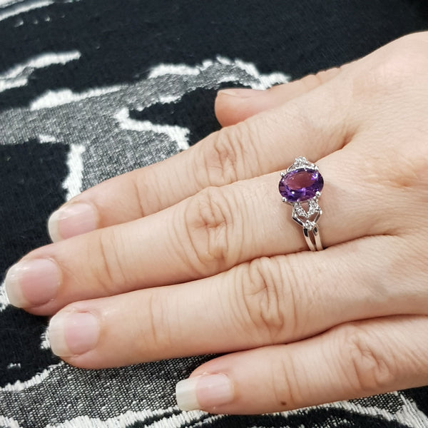 RS065 : แหวน  เงินแท้ 925 ฝัง Amethyst