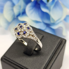 CR1034 : แหวนเงินแท้ 925 ฝัง Blue Sapphire