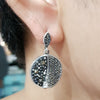 SER3160 : ต่างหูเงินแท้ 925 ฝัง Marcasite