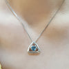 PV112  : จี้เงินเเท้ 925 ฝัง Blue Topaz