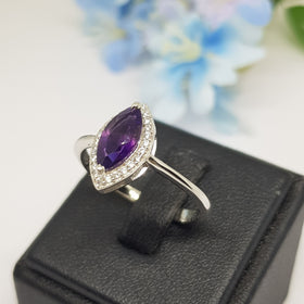 CM64 : แหวนเงินแท้ 925 ฝัง Amethyst